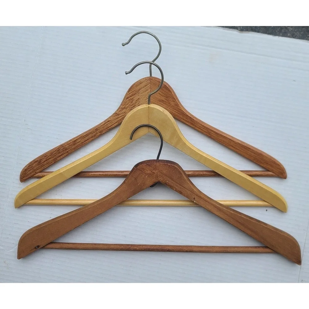 Set of 3 Vintage Wooden Swivel Hook Coat Pants Hangers Mixed‎ Wood Tones